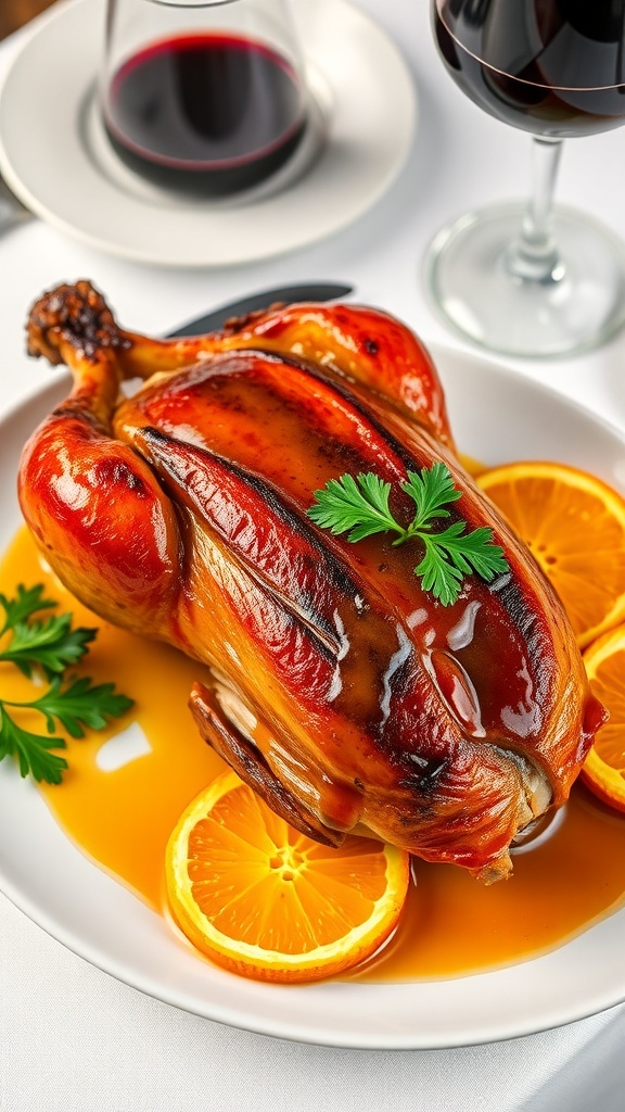 A gourmet plate of Duck à l